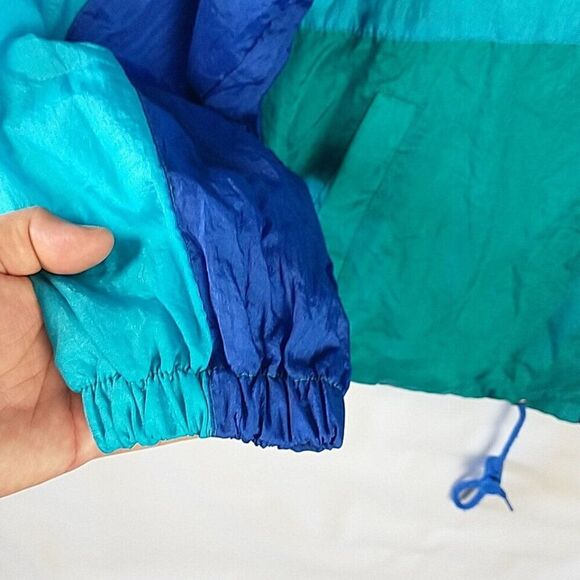 Pro Spirit Size L Color Block Windbreaker Hooded Sporty Jacket Retro Full Zip - Picture 7 of 14